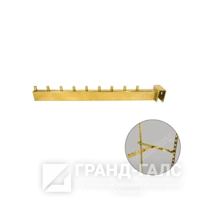 TZ-010 Кронштейн золотистый на прямоугольную трубу (30*15 мм) 9 штырьков прямой